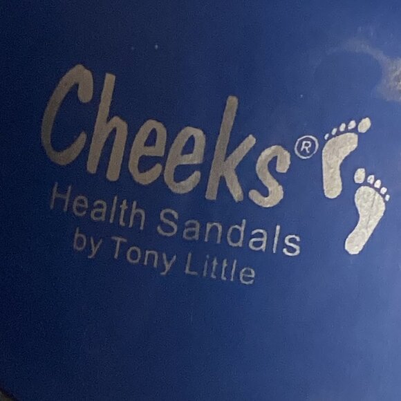 Cheeks Health Sandals Tony Little Sz 10 Blue Slides 3-Strap 169K - Picture 6 of 7